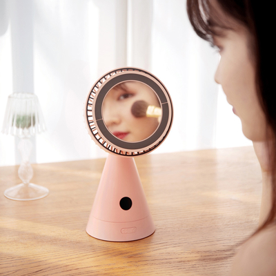Haushalts-oszillierender wieder aufladbarer Tischventilator 4000mah Usb Mini Makeup Mirror