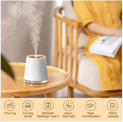 USB LED Mini Cool Mist Humidifier 500ml 2000mah wieder aufladbare 2 in 1 Befeuchter