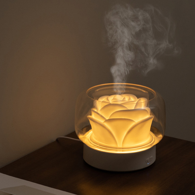 Befeuchter-Blume des ED-Nachtlicht-Aroma-Öl-Diffusor-400ml formen weißes
